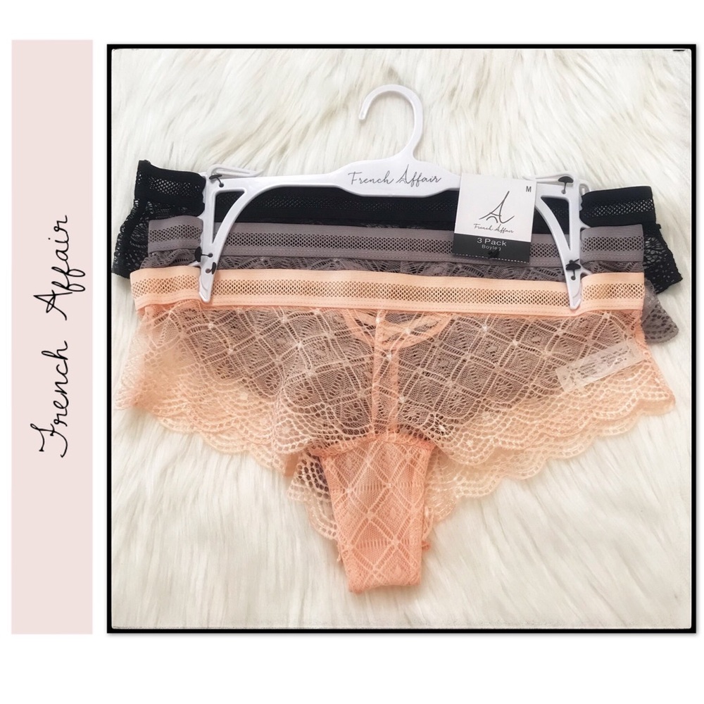 3 pk French Affair Boyleg Underwear/ Lingerie (M)